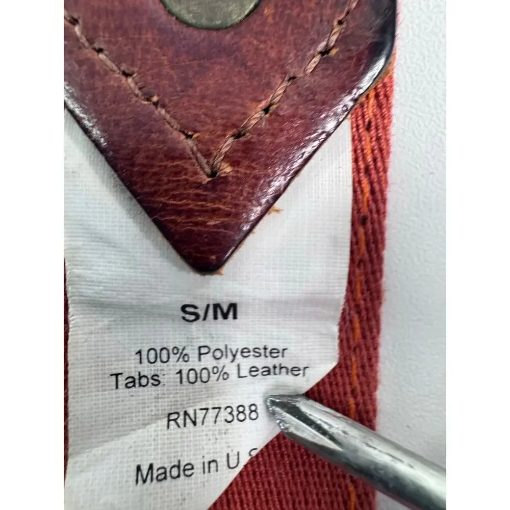 Vintage J. CREW Riveted Canvas Red/Orange Belt S/M Made USA - Picture 5 of 8